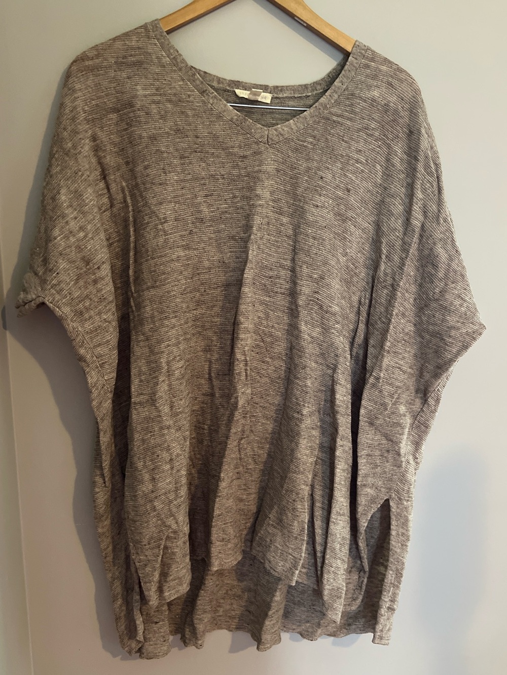 Eileen Fisher Heathered Gray V-Neck Relaxed Tunic